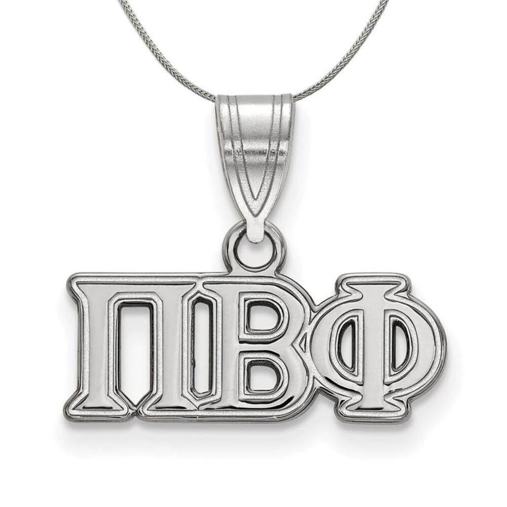 Sterling Silver Pi Beta Phi Medium Greek Necklace - 24 Inch